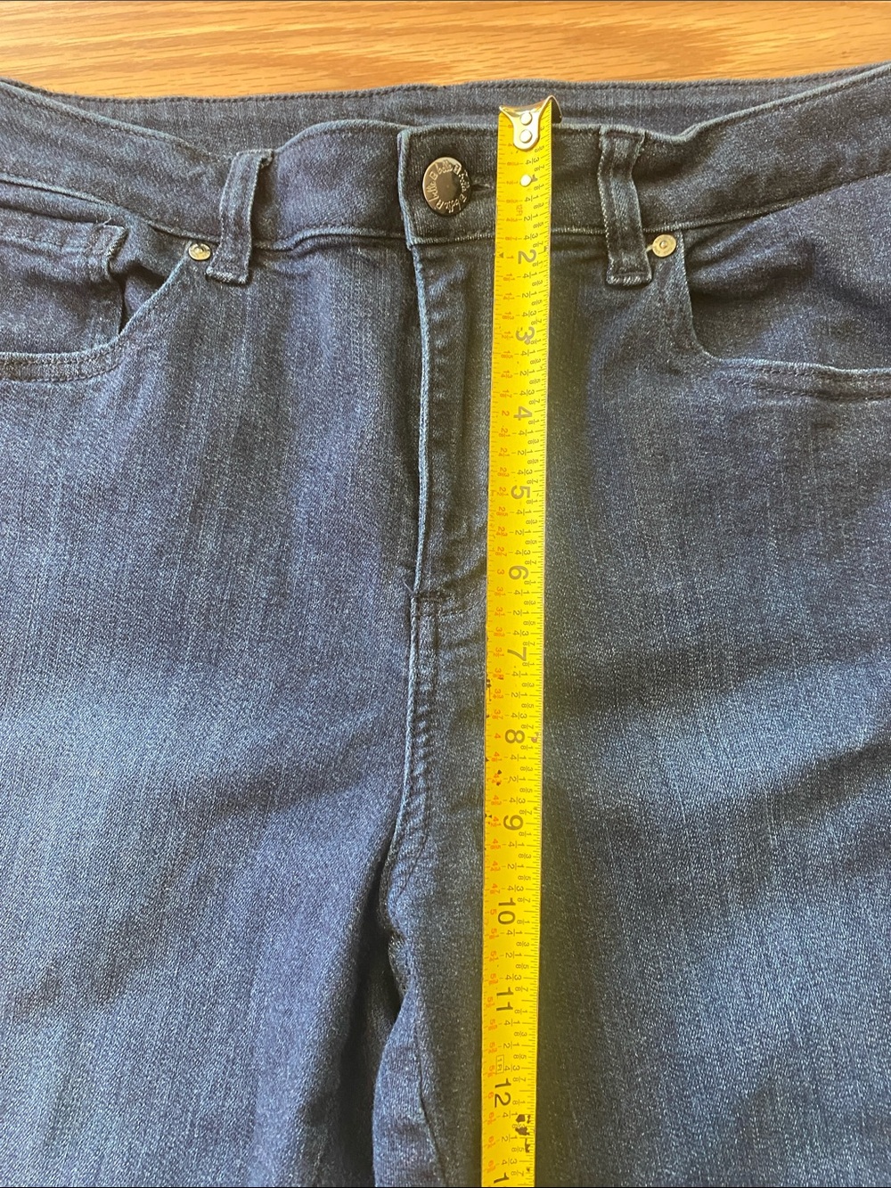 Belle by Kim Gravel Dark Blue Bootcut Jeans with Frayed Hem-12 - Picture 9 of 13